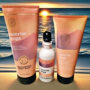 SUNRISE YOGA MOISTURIZING BODY WASH, BODY CREAM AND OIL MIST BATH & BODY SET